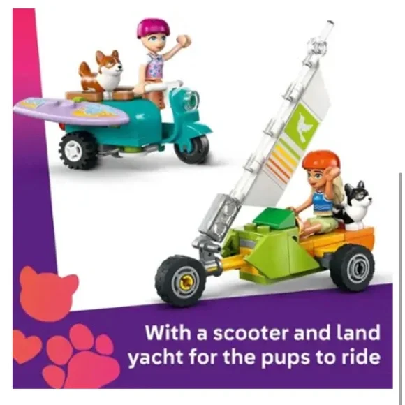 New- LEGO - Friends Surfing Dogs and Scooter Adventure Building Toy corgi’s - Picture 2 of 4